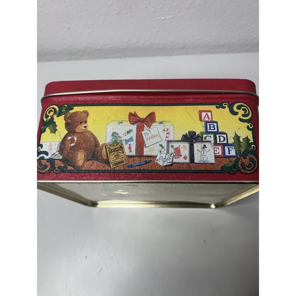 Crayola 1992 Limited Edition Holiday Square Tin Box Christmas Decor Red Gold - Picture 7 of 10